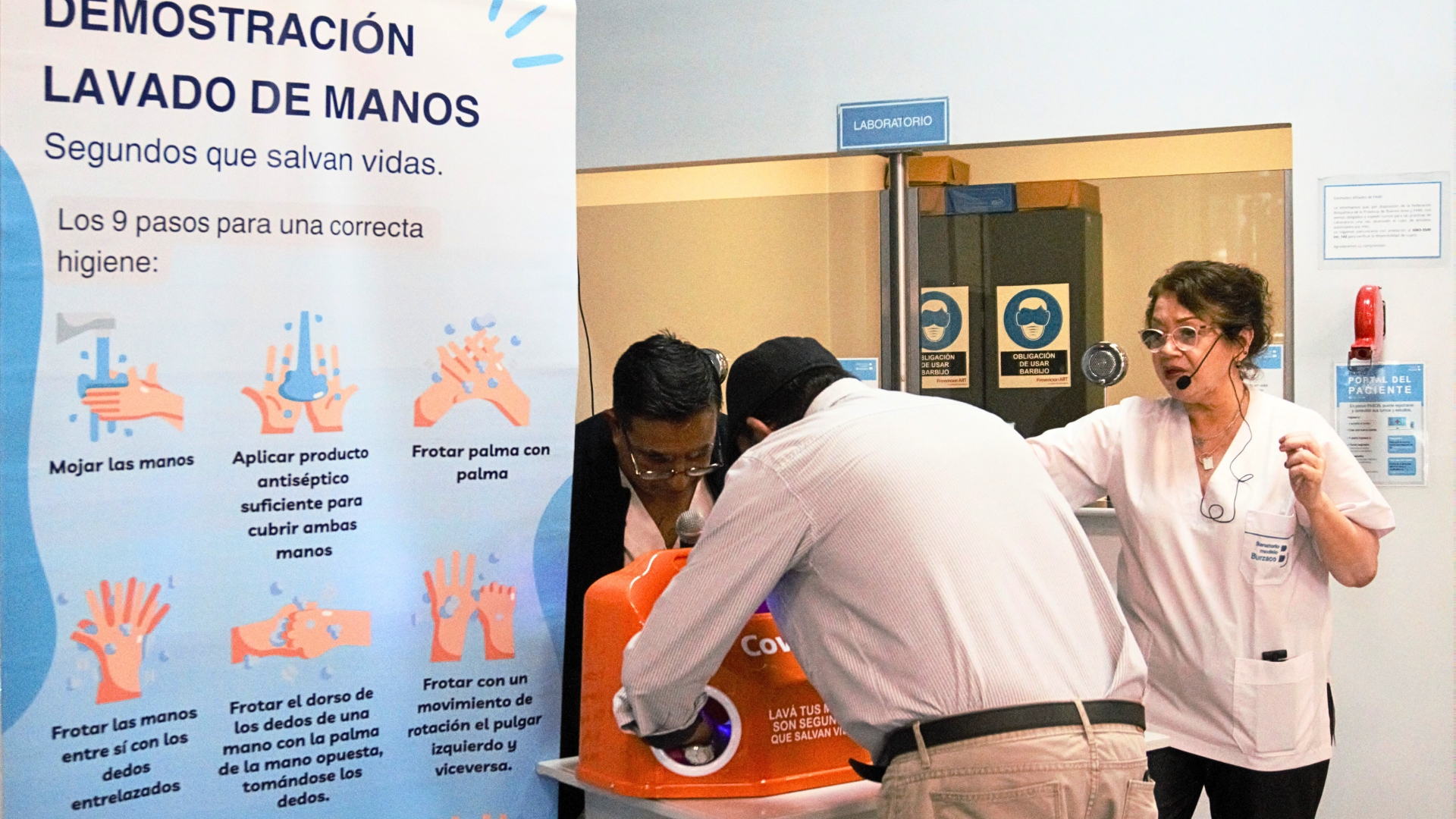 Actividad práctica para verificar la correcta técnica del lavado de manos.