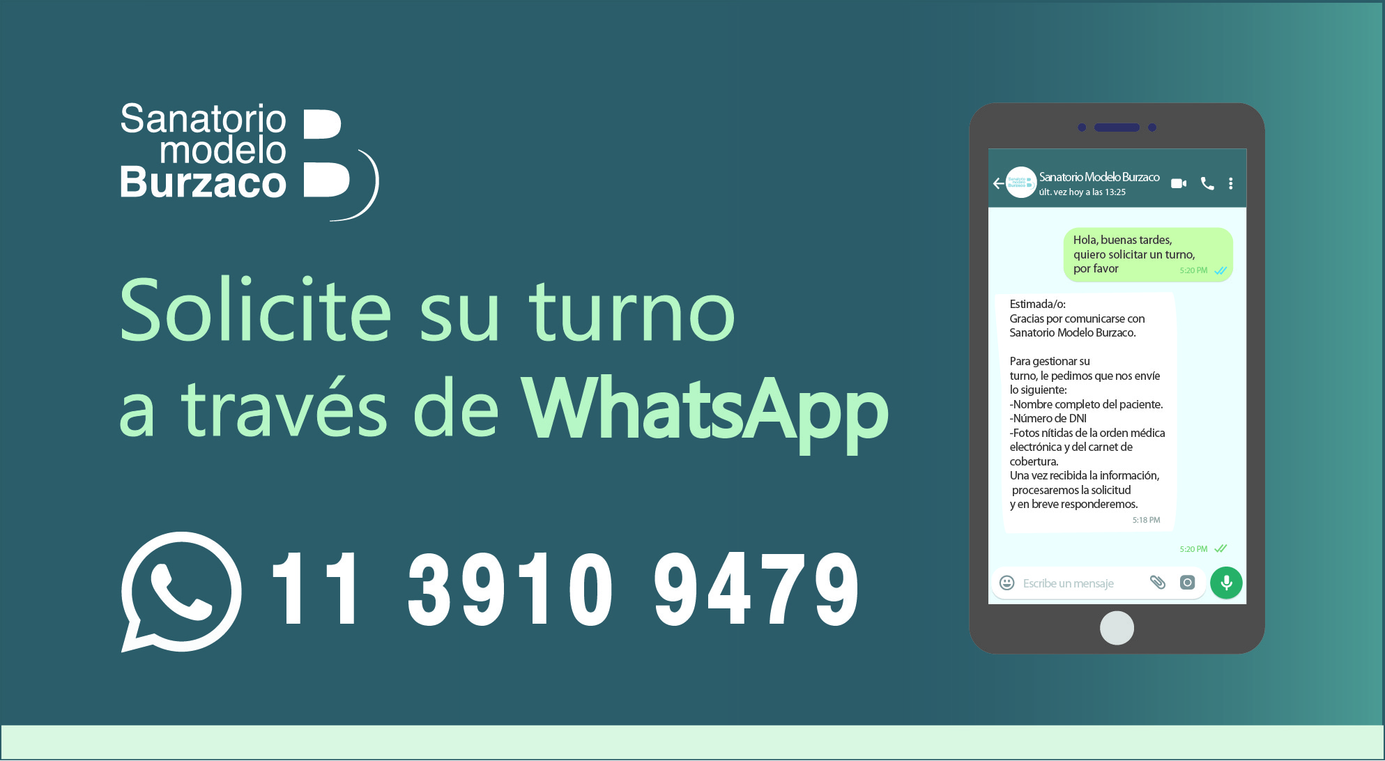 Nueva modalidad de turnos por WhatsApp - Sanatorio Modelo Burzaco